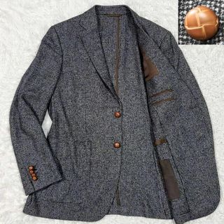 エルメネジルドゼニア(Ermenegildo Zegna)の極美品 XL ゼニア トロフェオ カシミヤ シルク リネン くるみ 灰 千鳥(テーラードジャケット)