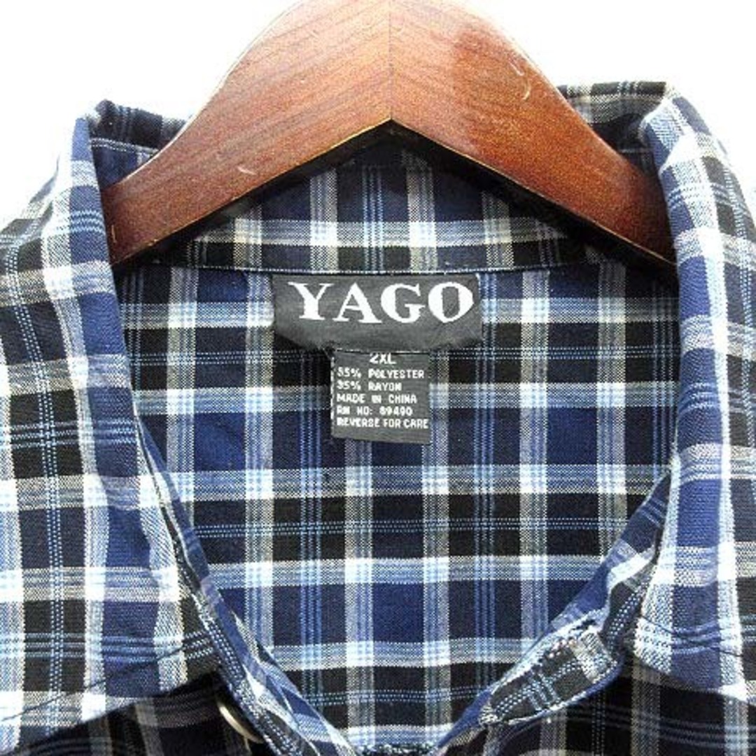 other(アザー)のヤゴ YAGO チェック シャツ 半袖 ネイビー 紺 2XL オーバーサイズ メンズのトップス(シャツ)の商品写真