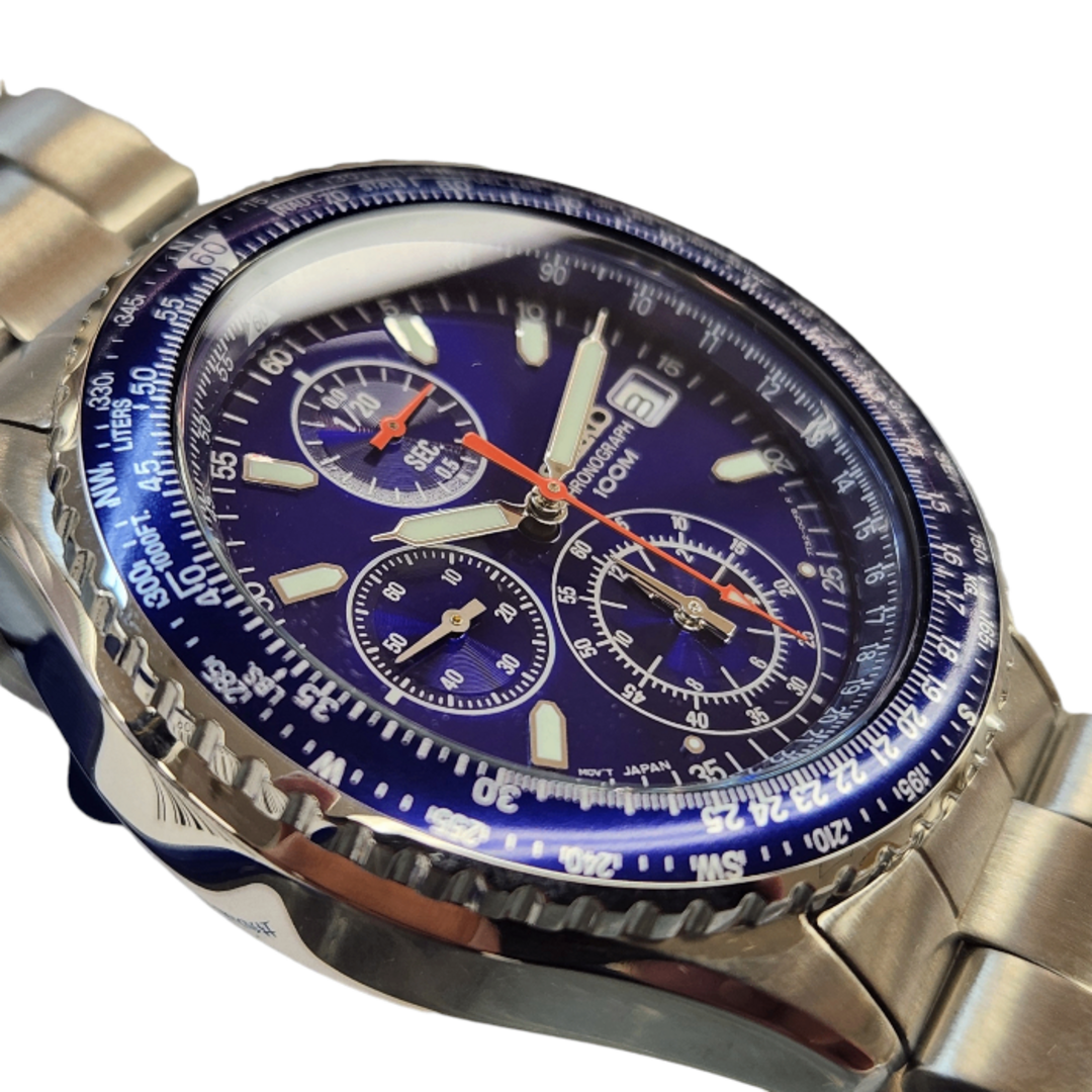 SEIKO(セイコー)のSEIKO セイコー 腕時計 メンズ クロノグラフ デイト SS QZ クォーツ シルバー/ブルー 7T92-0CF0 中古 T1 メンズの時計(腕時計(アナログ))の商品写真