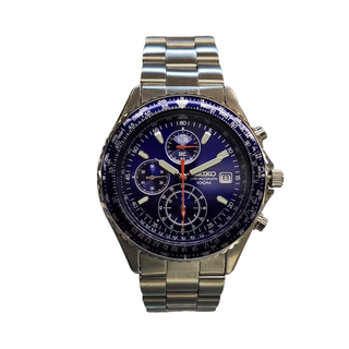 セイコー(SEIKO)のSEIKO セイコー 腕時計 メンズ クロノグラフ デイト SS QZ クォーツ シルバー/ブルー 7T92-0CF0 中古 T1(腕時計(アナログ))