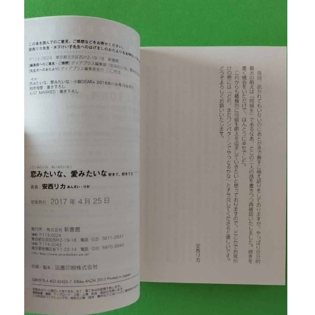 安西リカ  木下けい子   好きで、好きで   恋みたいな、愛みたいな エンタメ/ホビーの本(ボーイズラブ(BL))の商品写真