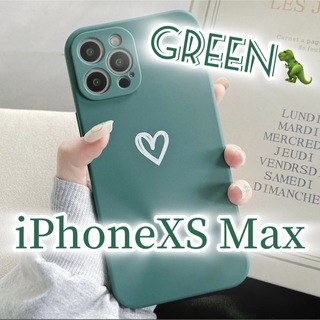 アップル(Apple)の  【iPhoneXSmax】iPhoneケース グリーン ハート 手書き 緑 (iPhoneケース)