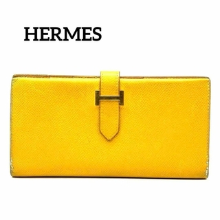 エルメス(Hermes)のエルメス ヴォーエプソン 長財布 ベアン クラシック イエロー ゴールド金具(財布)