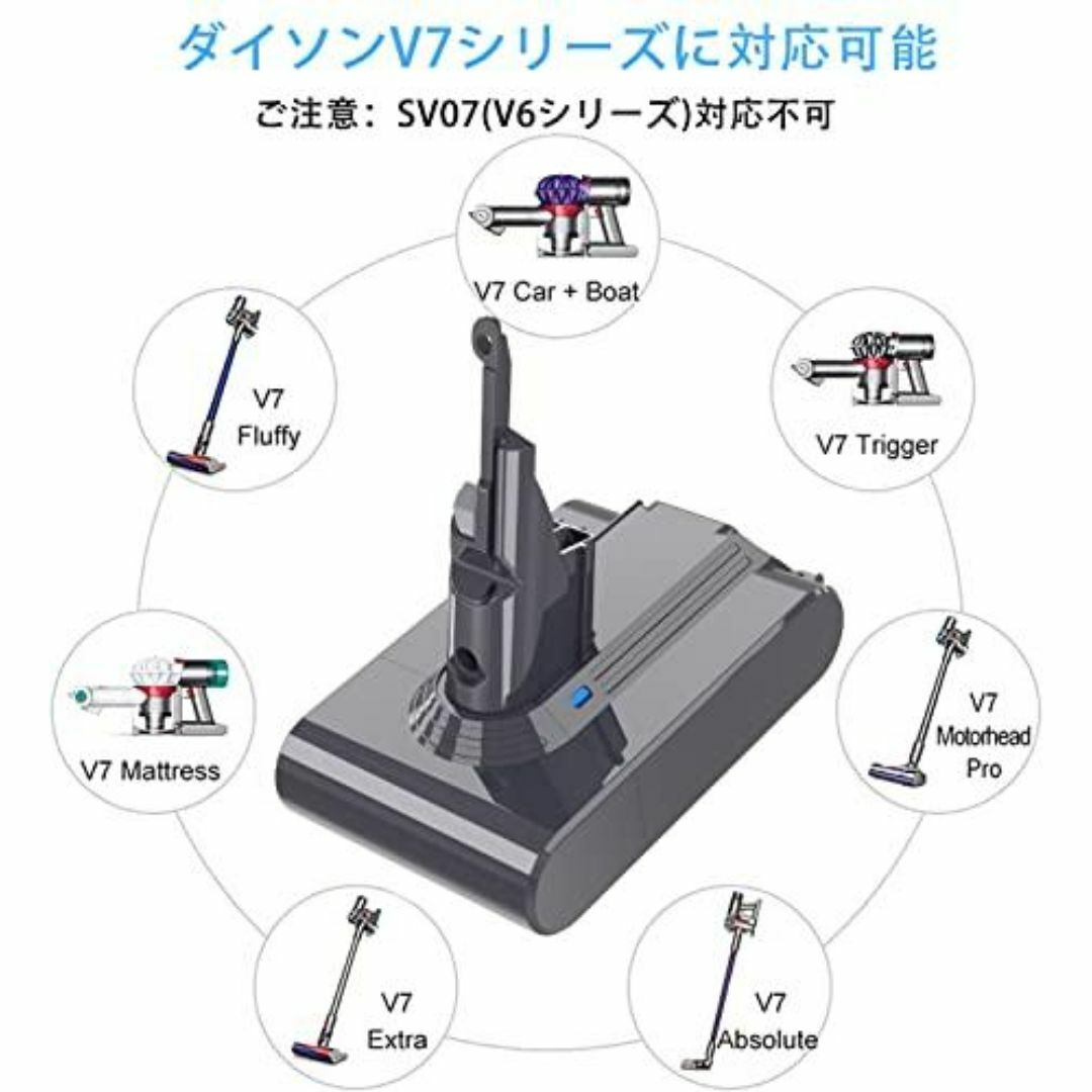 V7 バッテリー 21.6V 4.0Ah交換品 ダイソン V7 バ 管10QK スマホ/家電/カメラの生活家電(掃除機)の商品写真