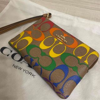 コーチ(COACH)のcoach レインボーシグネチャー　リストレット　カードポーチ　(財布)