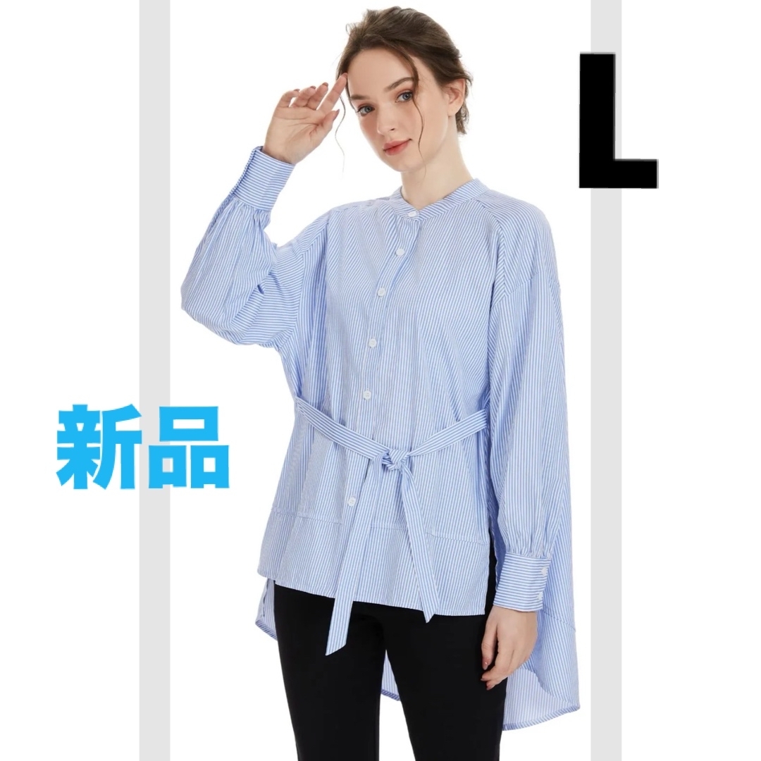 SPRING SEAON シャツ ブラウス レディース チュニック 長袖 L レディースのトップス(シャツ/ブラウス(長袖/七分))の商品写真