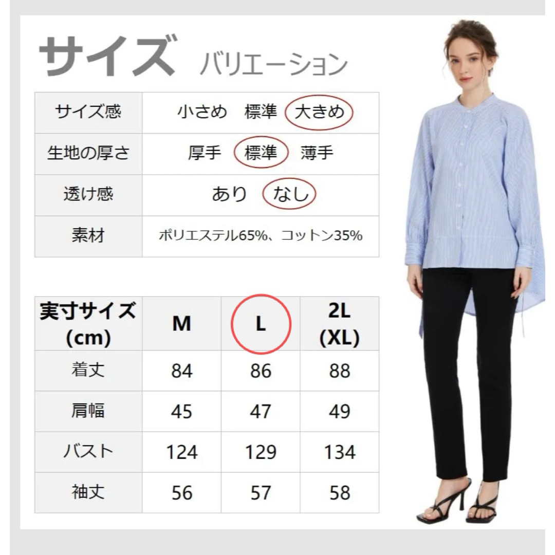 SPRING SEAON シャツ ブラウス レディース チュニック 長袖 L レディースのトップス(シャツ/ブラウス(長袖/七分))の商品写真