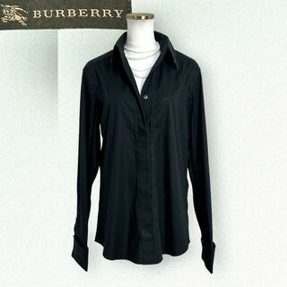 バーバリー(BURBERRY)のイタリア製☆美品☆BURBERRY ドレスシャツ 長袖 襟付き S ブラック(シャツ/ブラウス(長袖/七分))