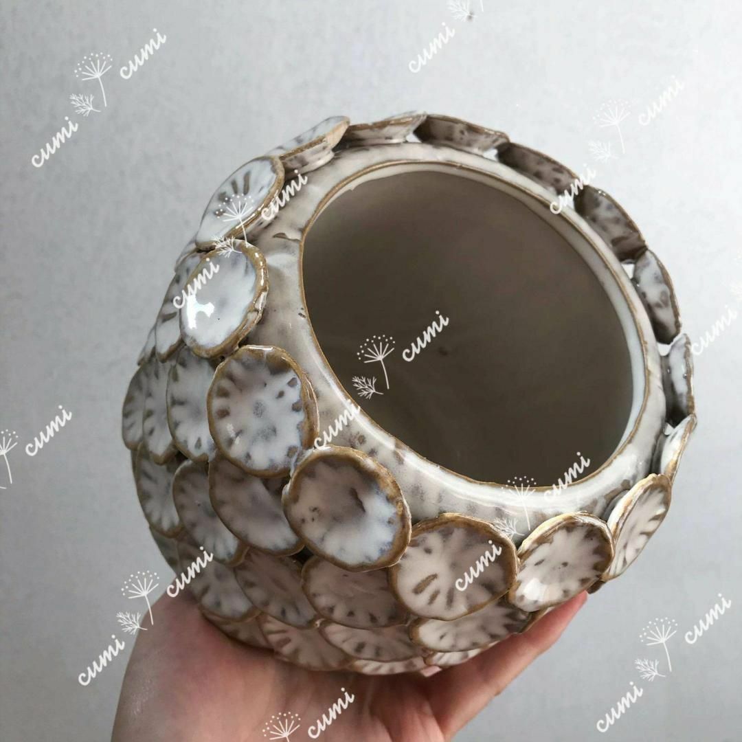 N0100【アメリカ】 6号 大 蓮 高級 立体 窯変 植木鉢 陶器鉢 N0100【アメリカ】 6号 大 蓮 高級 立体 窯変 植木鉢 陶器鉢