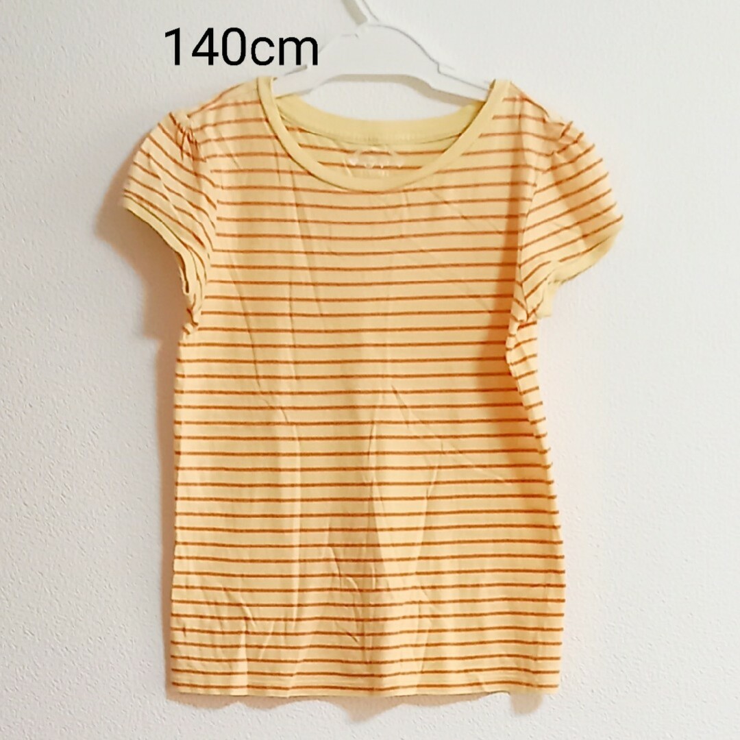 GAP(ギャップ)のオレンジ　ボーダーシャツ キッズ/ベビー/マタニティのキッズ服女の子用(90cm~)(Tシャツ/カットソー)の商品写真