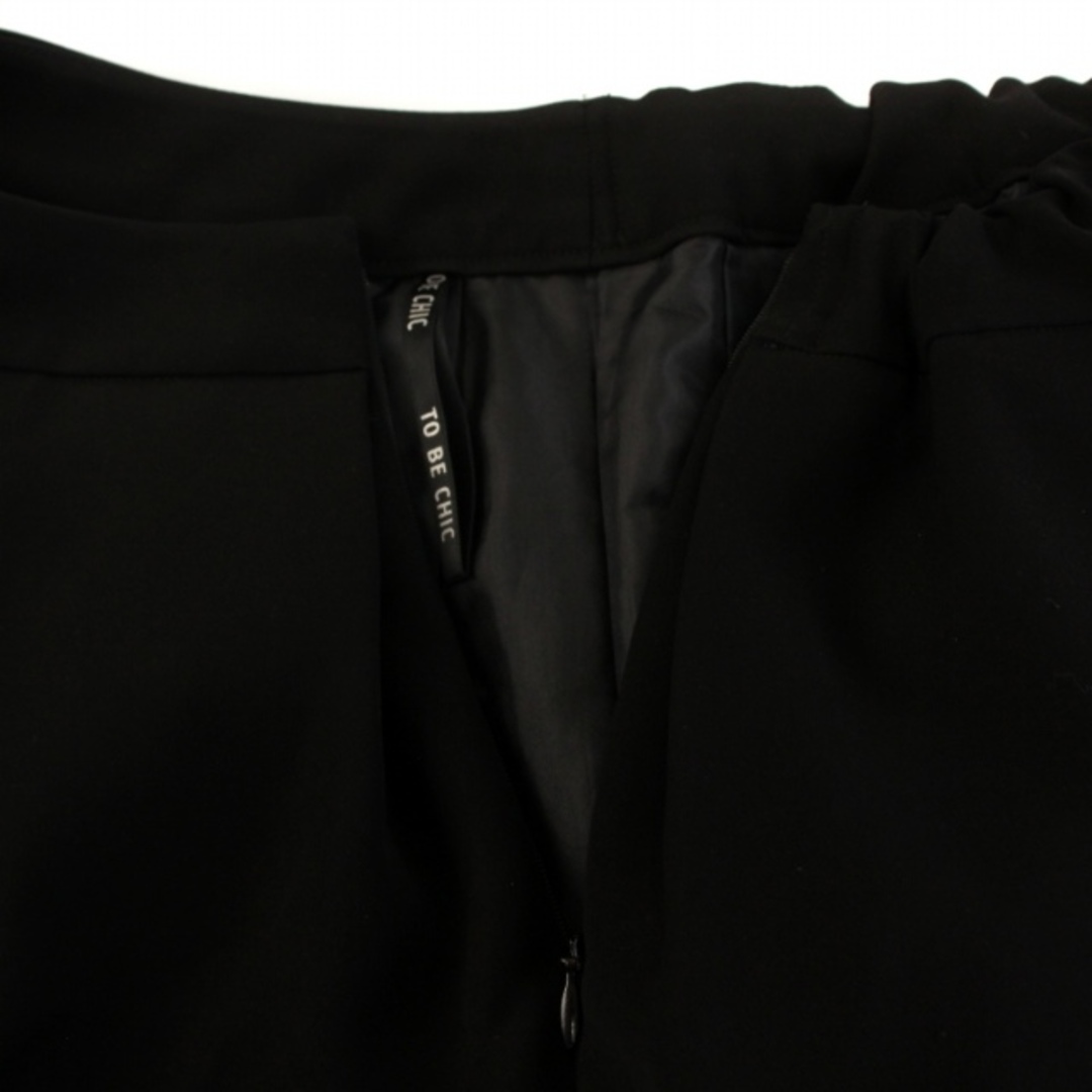TO BE CHIC(トゥービーシック)のトゥービーシック シルキーダブルクロススカート フレア ひざ丈 42 L 黒 レディースのスカート(ひざ丈スカート)の商品写真