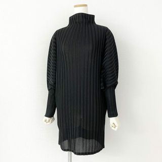 プリーツプリーズイッセイミヤケ(PLEATS PLEASE ISSEY MIYAKE)の21d10 【美品】 PLEATS PLEASE プリーツプリーズ PP21-FT355 ドルマンスリーブ ワイドシルエット カットソー ブラウス 3 ブラック レディース(カットソー(長袖/七分))