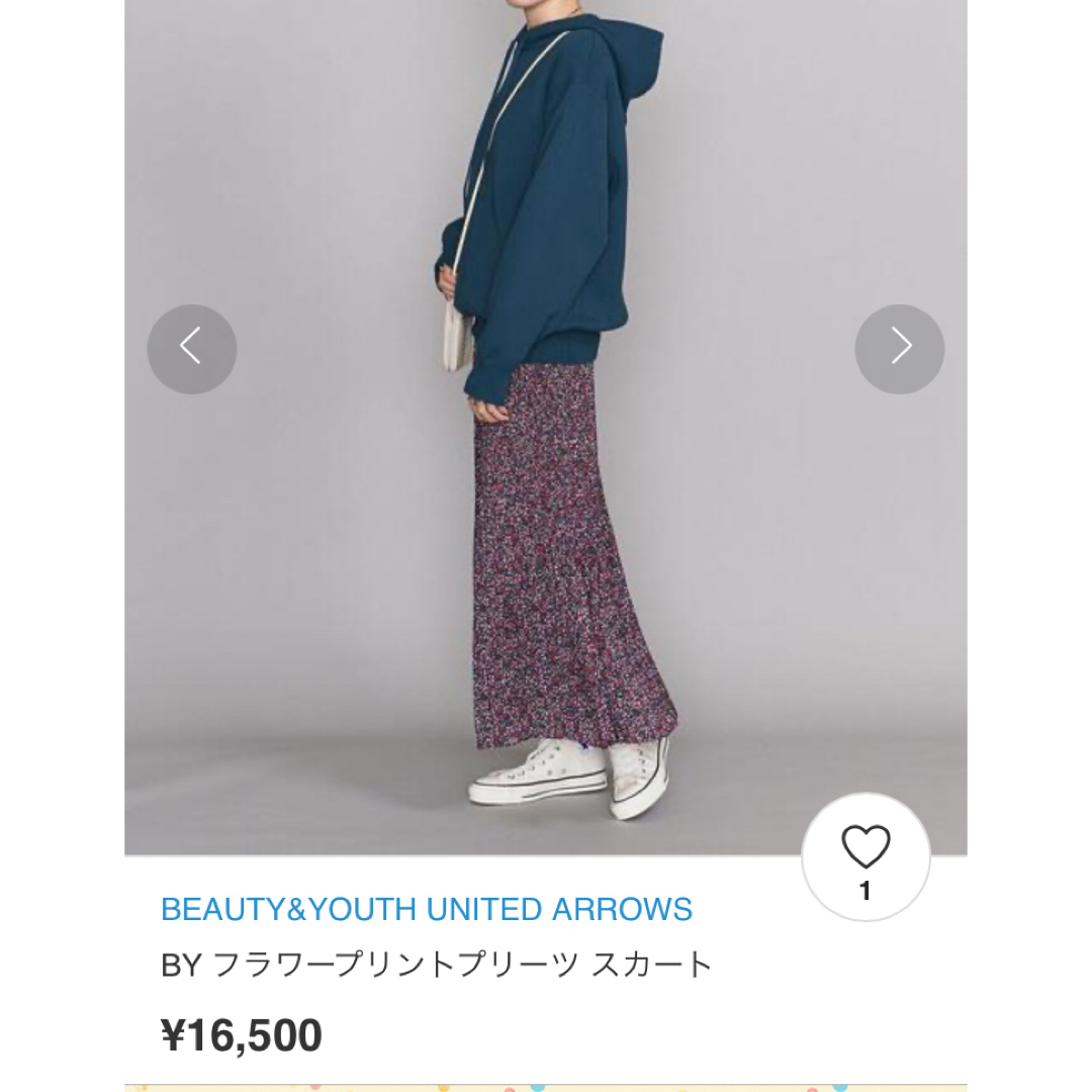 BEAUTY&YOUTH UNITED ARROWS(ビューティアンドユースユナイテッドアローズ)のビューティアンドユース　フラワー　プリント　プリーツスカート レディースのスカート(ロングスカート)の商品写真