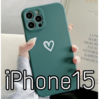 iPhoneケース ハート 手書き シンプル グリーン iPhone15(iPhoneケース)