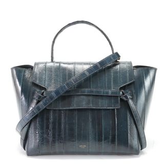 セリーヌ(celine)の美品 セリーヌ ベルトバッグ ミニ イールスキン レザー 2WAY ショルダーバッグ 肩掛け トート ハンド 本革 レディース EEM W13-6(ショルダーバッグ)