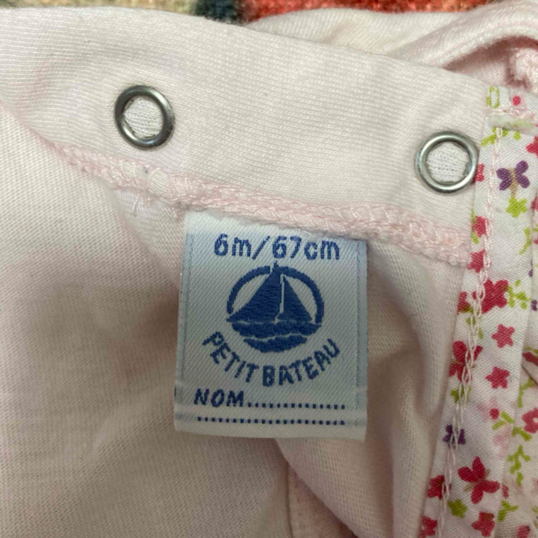 PETIT BATEAU(プチバトー)のプチバトー　ロンパース  花柄　中古 キッズ/ベビー/マタニティのベビー服(~85cm)(ロンパース)の商品写真