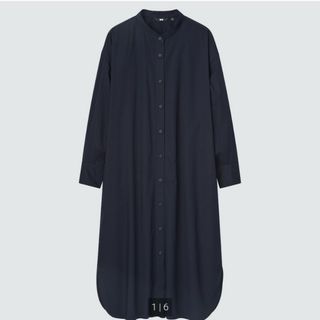 ユニクロ(UNIQLO)の新品　ユニクロ　コットンギャザーロングシャツワンピース(ロングワンピース/マキシワンピース)