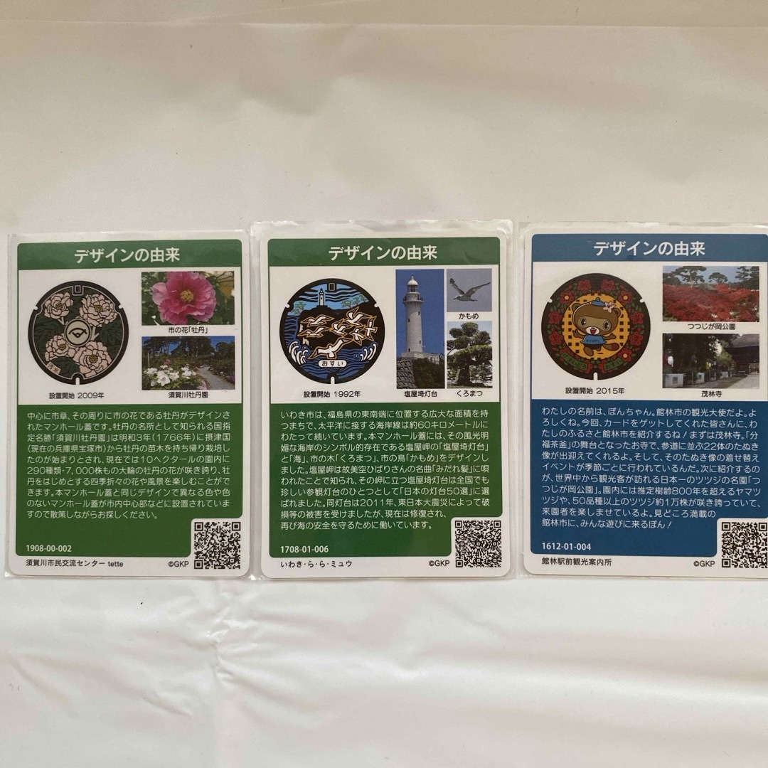 マンホールカード 3枚セット　須賀川市 いわき市 館林市 エンタメ/ホビーのトレーディングカード(その他)の商品写真
