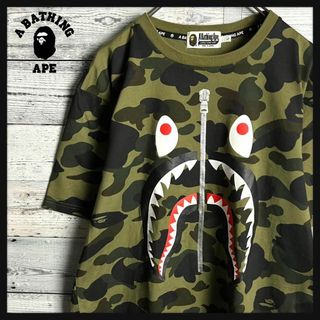 アベイシングエイプ(A BATHING APE)の【人気デザイン】アベイシングエイプ☆フロント シャークデザイン入りTシャツ(その他)