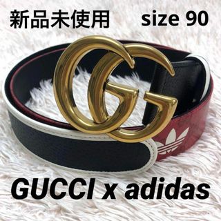 グッチ(Gucci)の☆未使用品☆グッチ × アディダス コラボ GGマーモント ベルト レッド(ベルト)