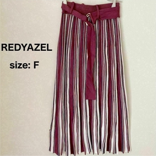REDYAZEL - REDYAZEL レディアゼル ストライプ レーヨンニット スカート ベルト付き