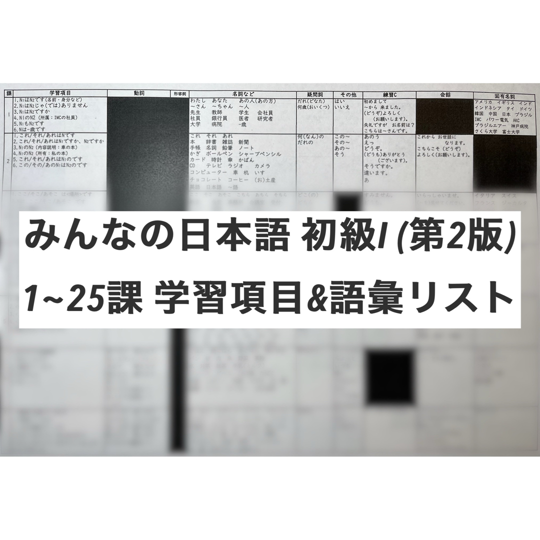 みんなの日本語初級I 学習項目・語彙リスト エンタメ/ホビーの本(語学/参考書)の商品写真