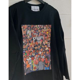 新品タグ付 群衆プリント 両面プリント Tシャツ ロンT 長袖 黒 L(Tシャツ/カットソー(七分/長袖))