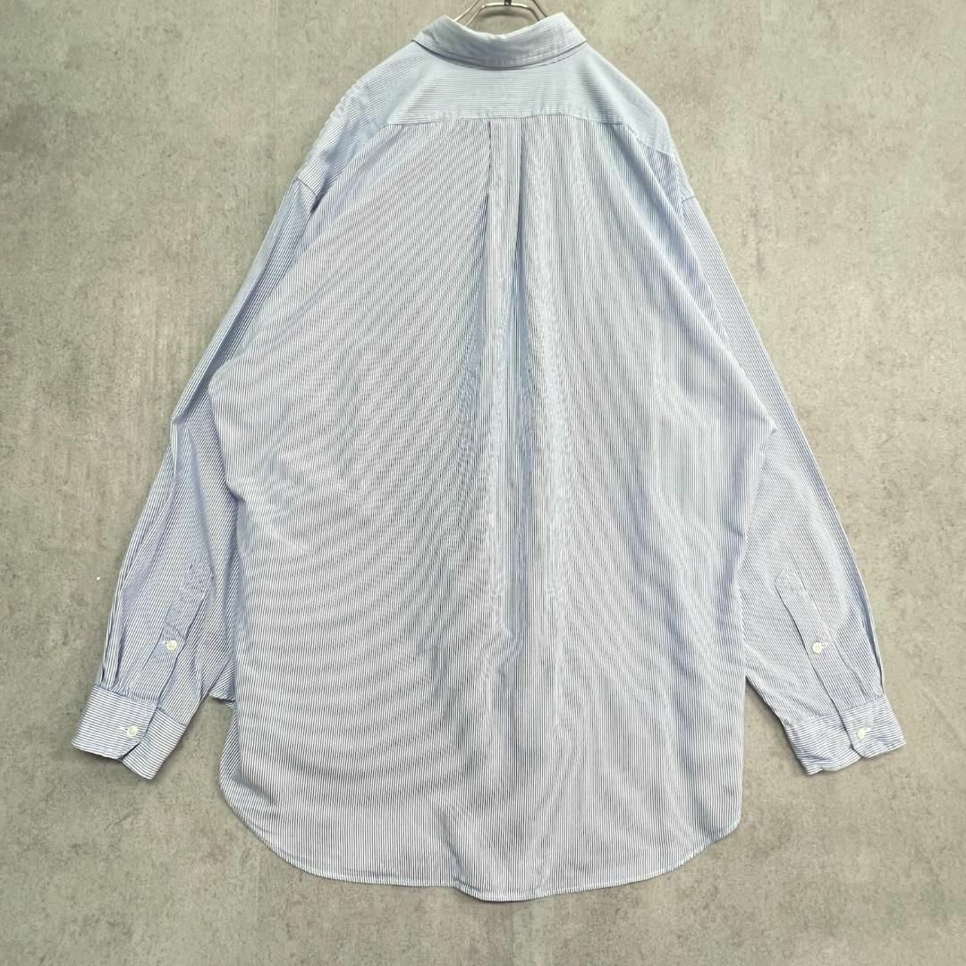 Ralph Lauren(ラルフローレン)のラルフローレン　ストライプシャツ　BD　春カラー　古着　ブルー　ホワイト　XL メンズのトップス(Tシャツ/カットソー(七分/長袖))の商品写真
