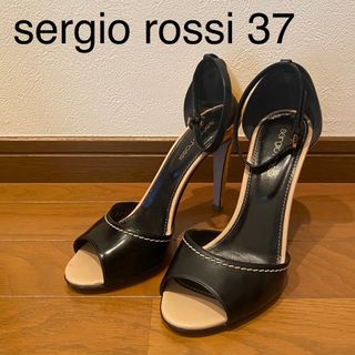 セルジオロッシ(Sergio Rossi)のsergio rossi 黒×ゴールド バイカラーヒールサンダル 37(ハイヒール/パンプス)