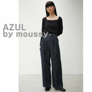 アズールバイマウジー(AZUL by moussy)のAZUL by moussy アズール　マウジー　カットソー　リブ　黒　長袖(カットソー(長袖/七分))