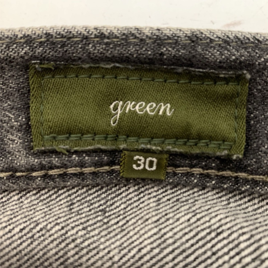 green(グリーン)のgreen (現 HYKE) 日本製 ペイント加工カットオフデニムパンツ 30 メンズのパンツ(デニム/ジーンズ)の商品写真
