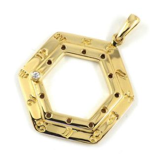 カルティエ(Cartier)のカルティエ Cartier ペンダントトップ ホロスコープ ゾディアック サイン ヘキサゴン ヴィンテージ レア コレクターズアイテム 廃盤品 1ポイント ダイヤモンド K18YG 【中古】(チャーム)