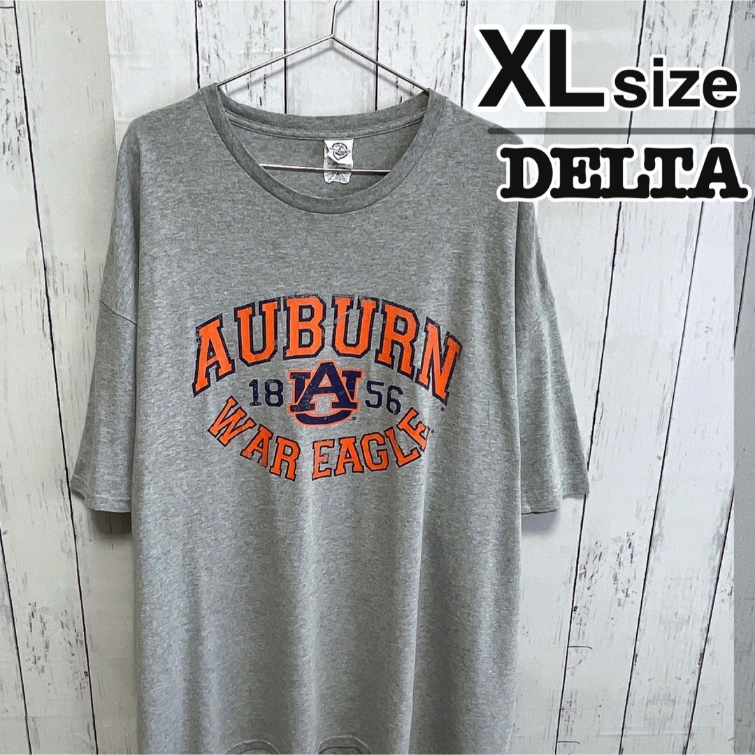 DELTA(デルタ)のDELTA　Tシャツ　XL　グレー　オレンジ　プリント　コットン　USA古着 メンズのトップス(Tシャツ/カットソー(半袖/袖なし))の商品写真