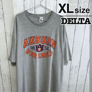 デルタ(DELTA)のDELTA　Tシャツ　XL　グレー　オレンジ　プリント　コットン　USA古着(Tシャツ/カットソー(半袖/袖なし))