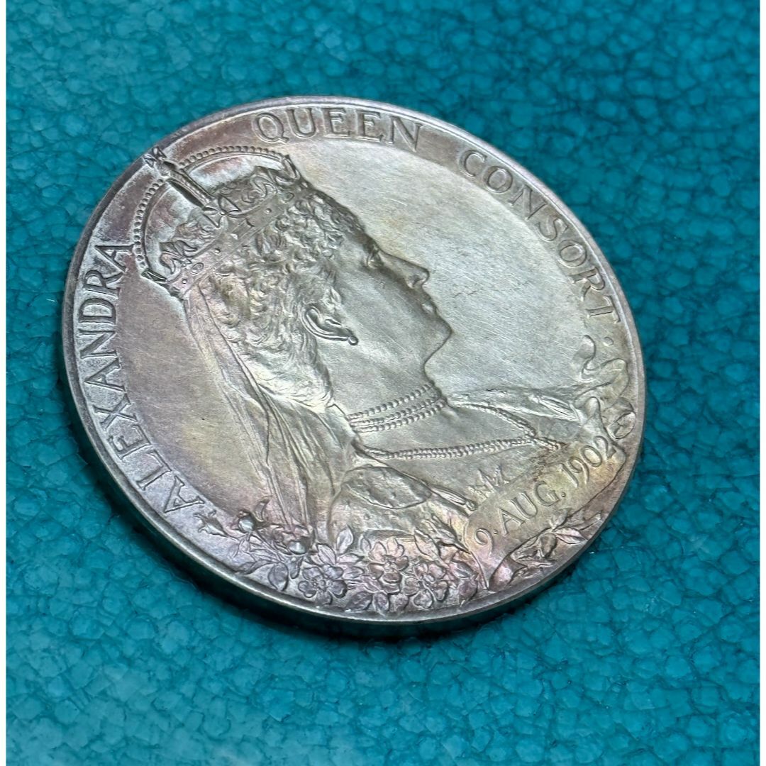 1902 イギリス エドワード アレクサンドラ コロネーション 大型 銀 メダル エンタメ/ホビーの美術品/アンティーク(貨幣)の商品写真