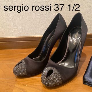 セルジオロッシ(Sergio Rossi)のsergio rossi ビジュー付ヒールパンプス 37.5 黒(ハイヒール/パンプス)