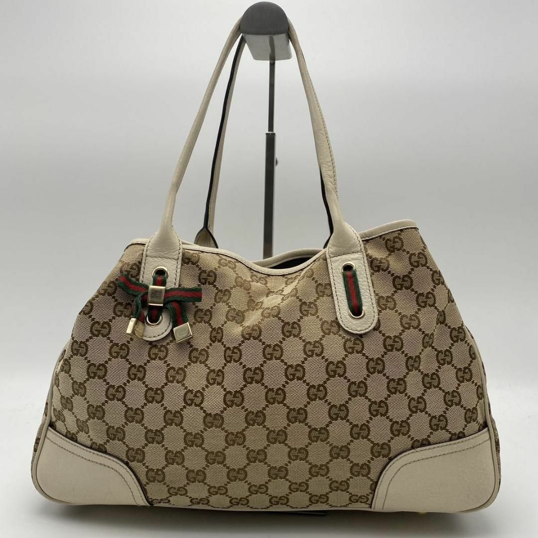 Gucci(グッチ)のGUCCI GGキャンバス トートバッグ プリンシー シェリーライン ホワイト レディースのバッグ(トートバッグ)の商品写真