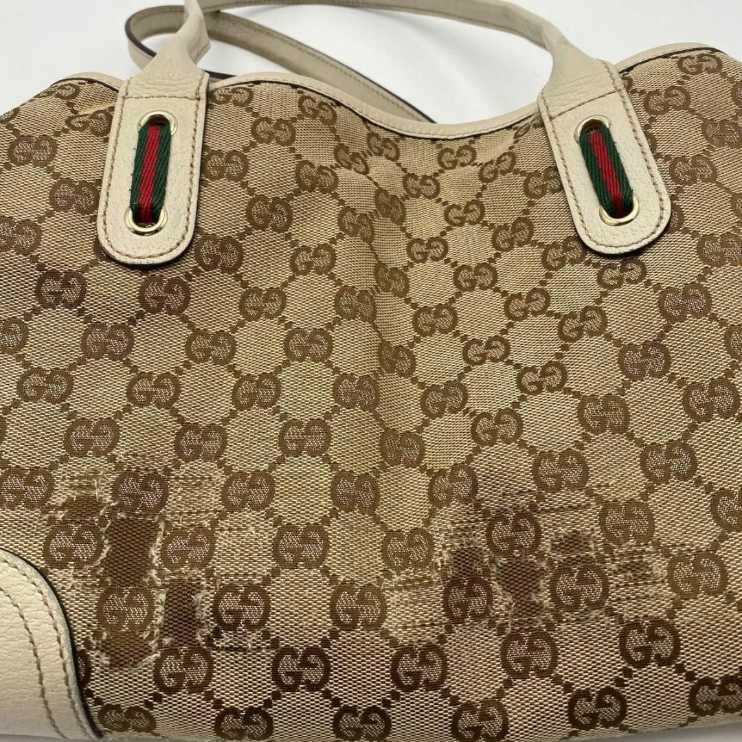 Gucci(グッチ)のGUCCI GGキャンバス トートバッグ プリンシー シェリーライン ホワイト レディースのバッグ(トートバッグ)の商品写真