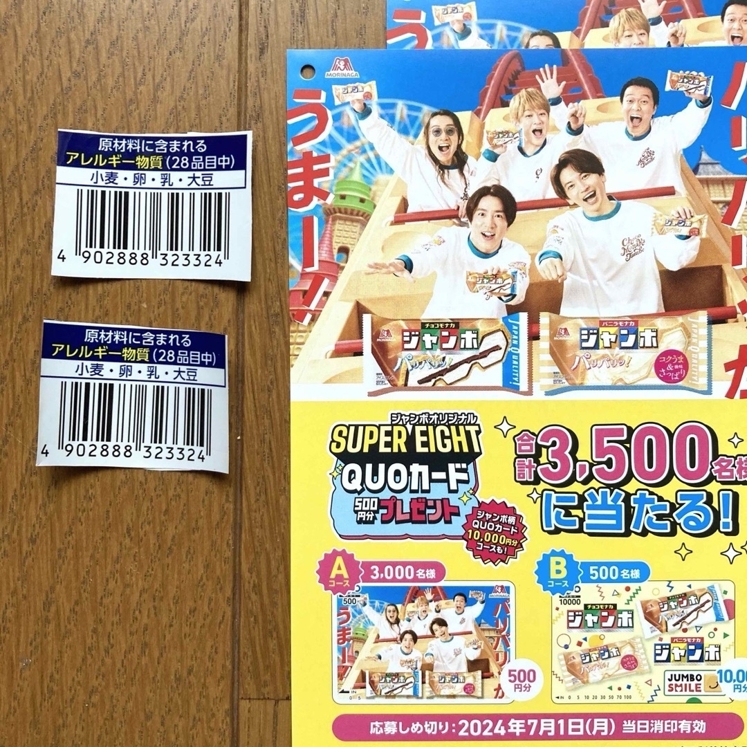 懸賞2種チョコモナカジャンボ　バーコード応募ハガキ協同乳業プレゼントキャンペーン エンタメ/ホビーのエンタメ その他(その他)の商品写真