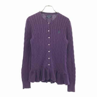 ラルフローレン(Ralph Lauren)のラルフローレン 日本製 長袖 裾フリル ニット カーディガン XL（16） パープル RALPH LAUREN キッズ 古着 【240410】(カーディガン)