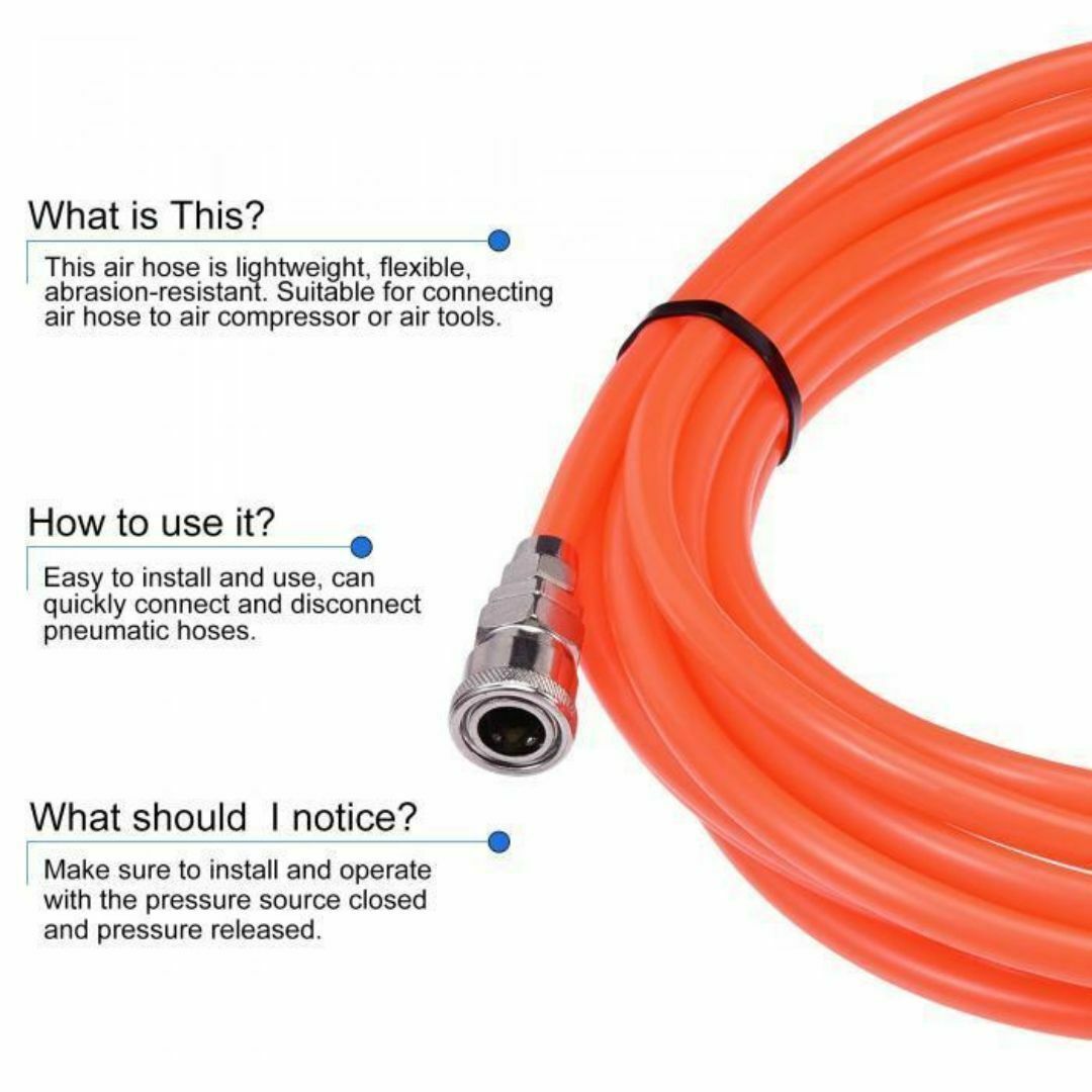 エアホース 10m コンプレッサーエアーガン ツール オレンジ ホース プラグ 自動車/バイクの自動車(メンテナンス用品)の商品写真