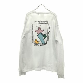 Mark Gonzales - マークゴンザレス バックプリント 長袖 Tシャツ L ホワイト Mark Gonzales ロゴ刺繍 ロンT メンズ 古着 【240410】