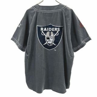 スターター(STARTER)のスターター 90s オールド  バック刺繍 半袖 レイダース ゲーム シャツ L グレー STARTER Raiders NFL メンズ 古着 【240410】(シャツ)