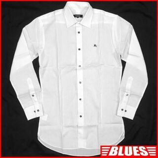 バーバリーブラックレーベル(BURBERRY BLACK LABEL)の廃盤 バーバリーブラックレーベル シャツ M 長袖 ストライプ 白 TN1719(Tシャツ/カットソー(七分/長袖))