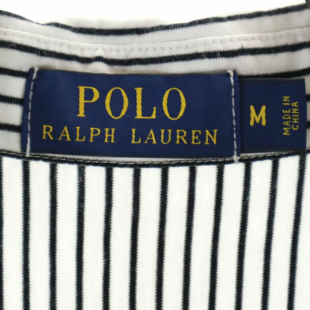 POLO RALPH LAUREN(ポロラルフローレン)のポロラルフローレン USA製 ストライプ 半袖 ポロシャツ M ホワイト系 POLO RALPH LAUREN メンズ 古着 【240410】 メンズのトップス(ポロシャツ)の商品写真