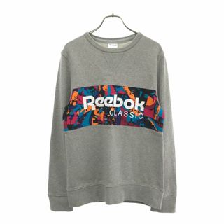 リーボッククラシック ロゴプリント 長袖 スウェット トレーナー S グレー Reebok CLASSIC メンズ 古着 【240410】