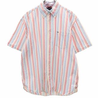 トミーヒルフィガー(TOMMY HILFIGER)のトミーヒルフィガー ストライプ 半袖 コットンシャツ L/G TOMMY HILFIGER メンズ 古着 【240410】(シャツ)