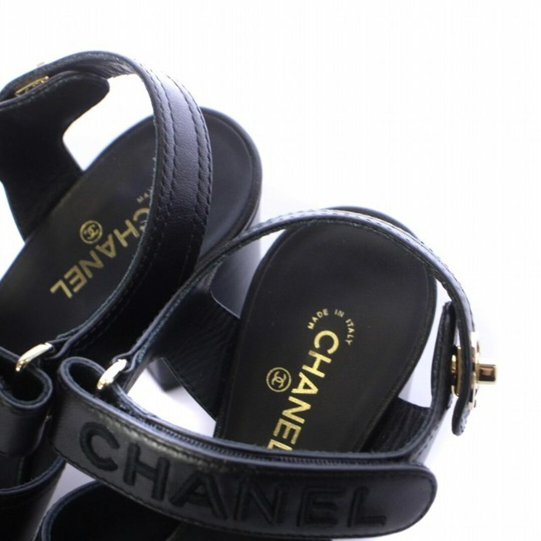 CHANEL(シャネル)のシャネル 22SS サンダル ココマーク チャンキーヒール レザー 24㎝ 黒 レディースの靴/シューズ(サンダル)の商品写真