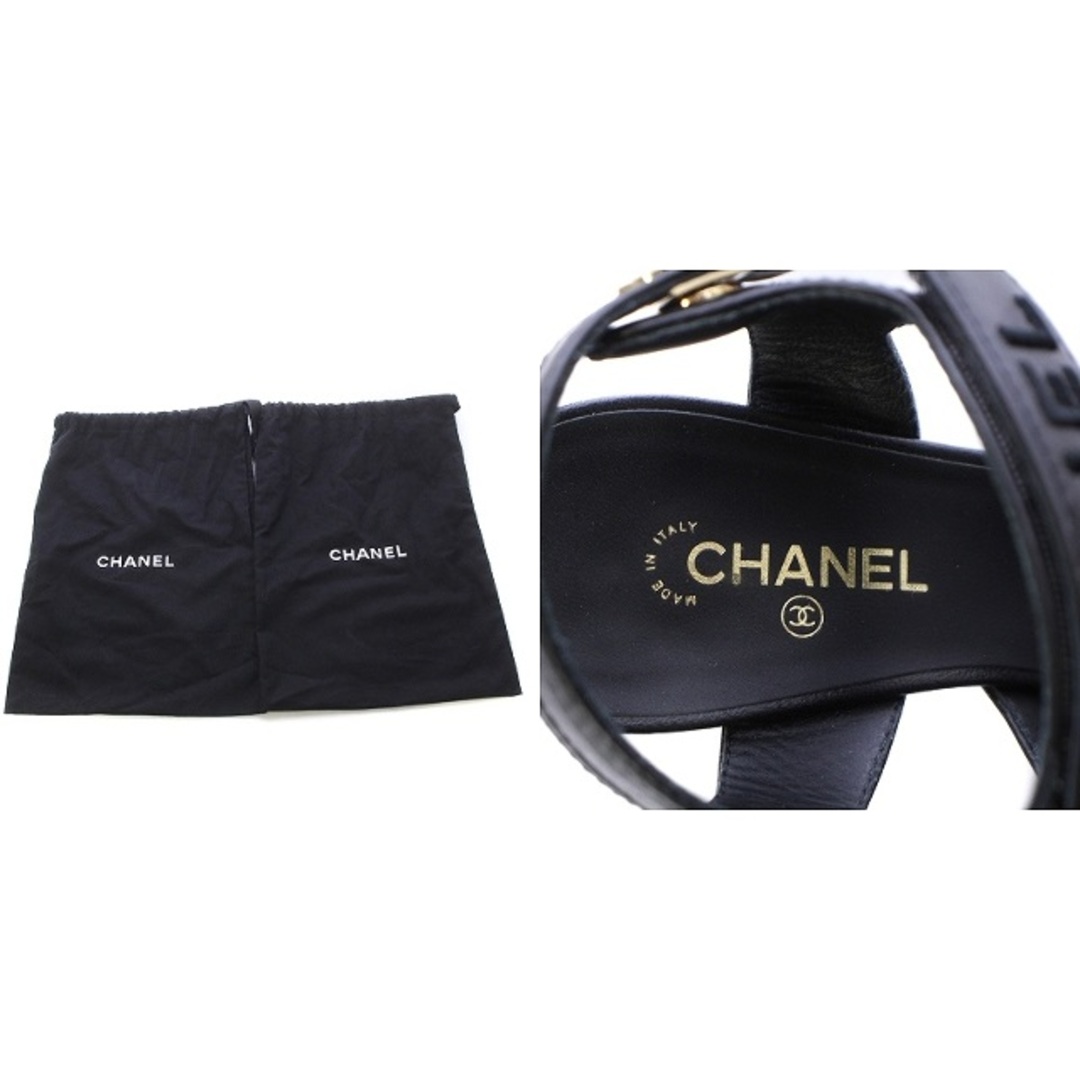 CHANEL(シャネル)のシャネル 22SS サンダル ココマーク チャンキーヒール レザー 24㎝ 黒 レディースの靴/シューズ(サンダル)の商品写真