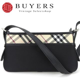 バーバリー(BURBERRY)の【中古】 バーバリー ショルダーバッグ キャンバス レザー ベージュ ブラック ノバチェック 肩がけ レディース 女性 BURBERRY(ショルダーバッグ)